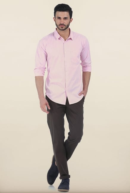 Basics Powder Pink Checked Slim Fit Shirt Basics Powder Pink Checked Slim Fit Shirt