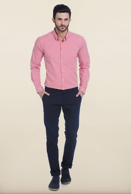 Basics True Red Checked Slim Fit Shirt Basics True Red Checked Slim Fit Shirt