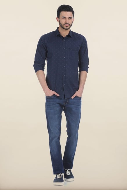 Basics Navy Insignia Print Slim Fit Shirt Basics Navy Insignia Print Slim Fit Shirt