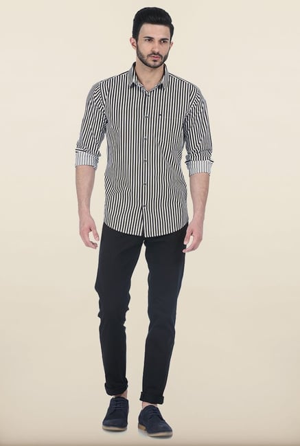 Basics Total Eclipse Satin Striped Slim Fit Shirt Basics Total Eclipse Satin Striped Slim Fit Shirt