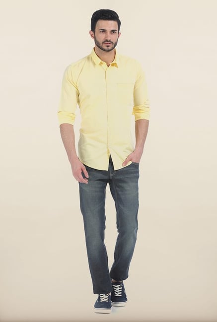 Basics Lemon Meringue Slim Fit Chambray Shirt Basics Lemon Meringue Slim Fit Chambray Shirt