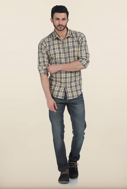 Basics New Wheat Twill Checked Slim Fit Shirt Basics New Wheat Twill Checked Slim Fit Shirt