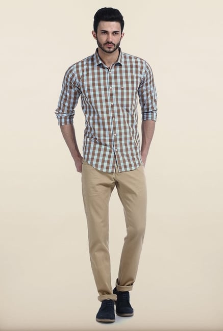 Basics Blue Tartan Checked Slim Fit Shirt Basics Blue Tartan Checked Slim Fit Shirt