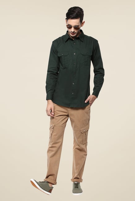 Yepme Dark Green Dominique Premium Cargo Shirt Yepme Dark Green Dominique Premium Cargo Shirt