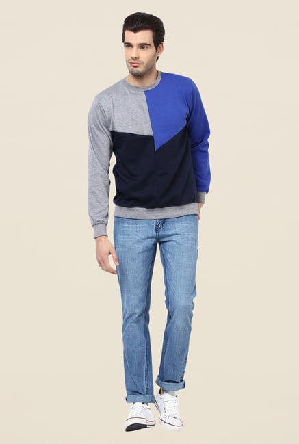 Yepme Camron Blue & Grey Sweatshirt Yepme Camron Blue & Grey Sweatshirt