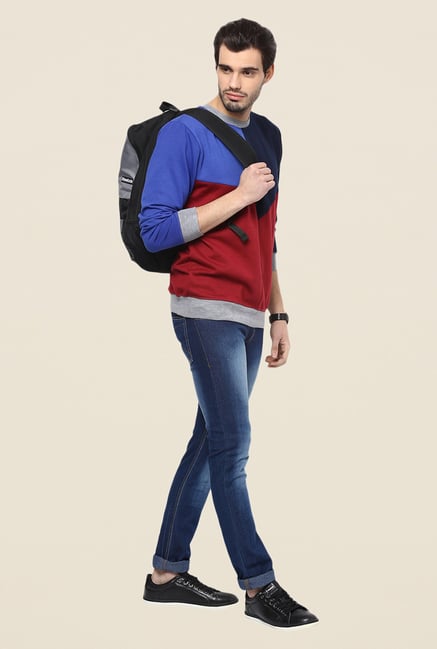 Yepme Camron Blue & Red Sweatshirt Yepme Camron Blue & Red Sweatshirt