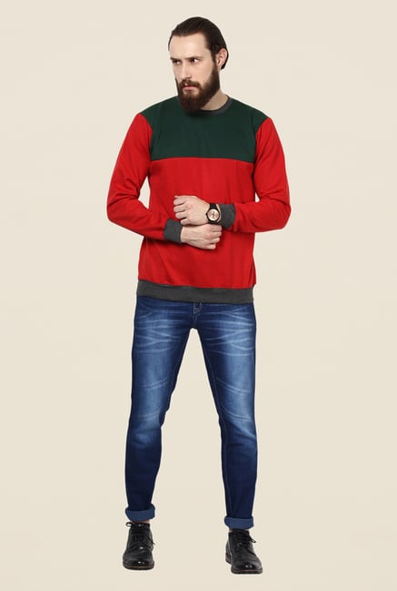 Yepme Darvin Red & Grey Solid Sweatshirt Yepme Darvin Red & Grey Solid Sweatshirt