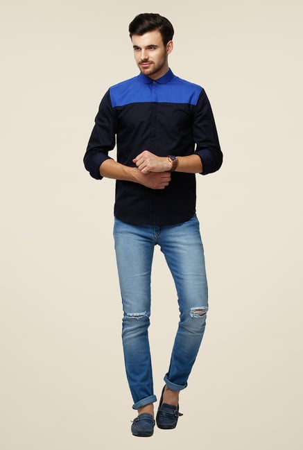 Yepme Navy Ashten Premium Shirt Yepme Navy Ashten Premium Shirt