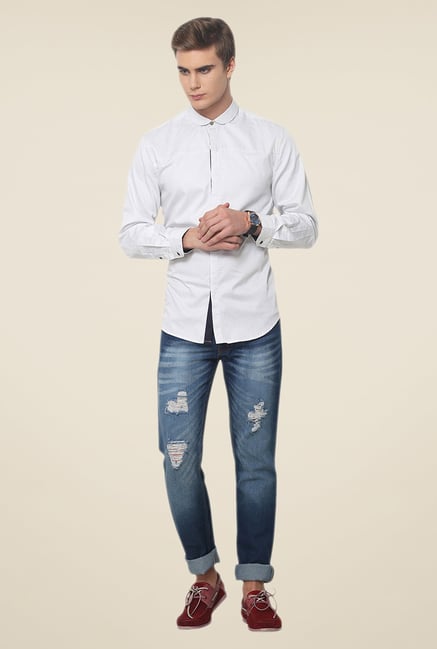 Yepme Off White Ashten Printed Shirt Yepme Off White Ashten Printed Shirt