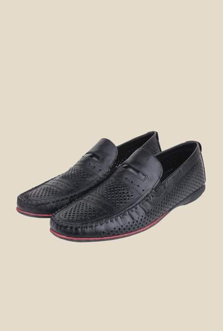 Red Tape Black Leather Slip-Ons Red Tape Black Leather Slip-Ons