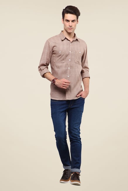 Yepme Brown Jameson Checked Shirt Yepme Brown Jameson Checked Shirt