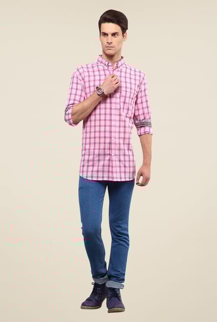 Yepme Pink Jameson Checked Shirt Yepme Pink Jameson Checked Shirt