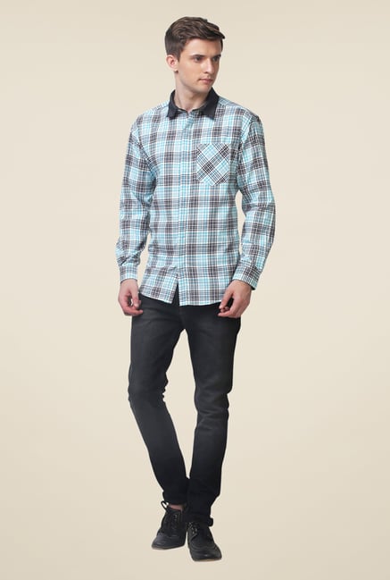 Yepme Blue Stefan Checked Shirt Yepme Blue Stefan Checked Shirt