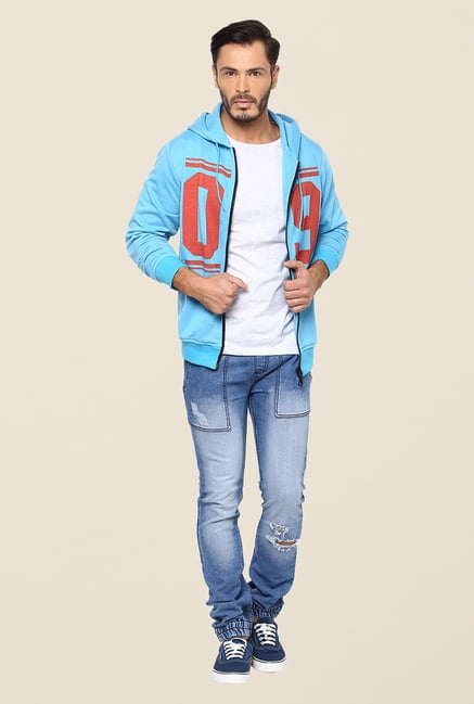 Yepme Bryan Blue Printed Hoodie Yepme Bryan Blue Printed Hoodie