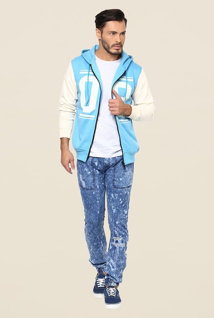 Yepme Michael Blue & White Printed Hoodie Yepme Michael Blue & White Printed Hoodie