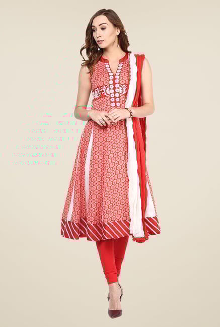 Yepme Red Anarkali Salwar Suit Set Yepme Red Anarkali Salwar Suit Set