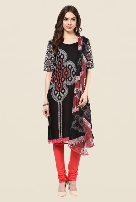 Yepme Lois Black & Coral Salwar Suit Set Yepme Lois Black & Coral Salwar Suit Set
