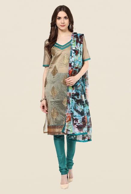 Yepme Opelia Brown & Teal Salwar Suit Set Yepme Opelia Brown & Teal Salwar Suit Set