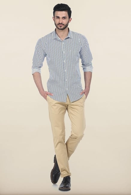 Basics Dress Blues Yarn Dyed Bengal Stripe Slim Fit Shirt Basics Dress Blues Yarn Dyed Bengal Stripe Slim Fit Shirt