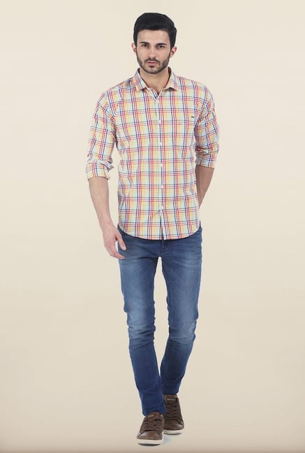 Basics Multicolor Gingham Checked Slim Fit Shirt Basics Multicolor Gingham Checked Slim Fit Shirt