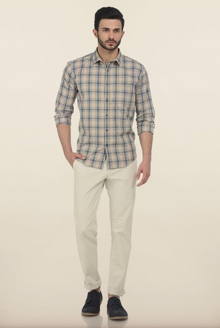 Basics Warm Sand Twill Checks Slim Fit Shirt Basics Warm Sand Twill Checks Slim Fit Shirt