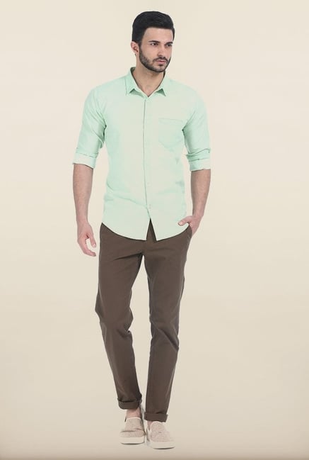 Basics Green Ash Slim Fit Shirt Basics Green Ash Slim Fit Shirt