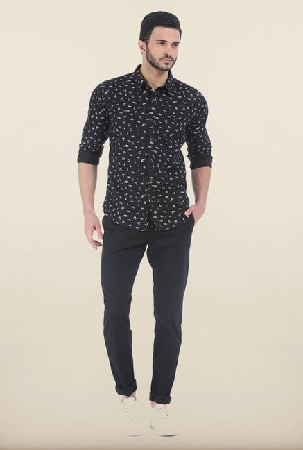 Basics Moonless Night Printed Slim Fit Shirt Basics Moonless Night Printed Slim Fit Shirt