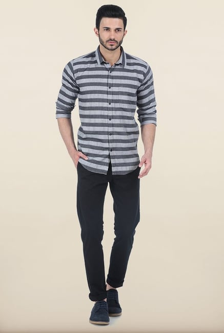 Basics Smoked Pearl Weft Striped Slim Fit Shirt Basics Smoked Pearl Weft Striped Slim Fit Shirt