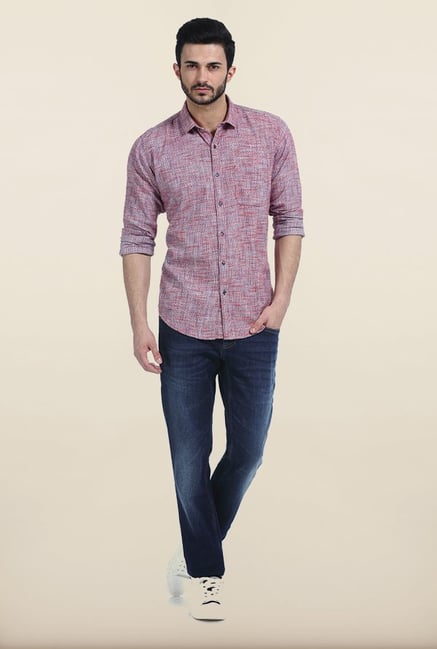 Basics Purple Twill Slim Fit Shirt Basics Purple Twill Slim Fit Shirt