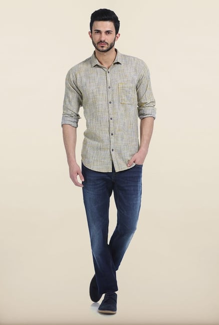 Basics Golden Rod Twill Slim Fit Shirt Basics Golden Rod Twill Slim Fit Shirt