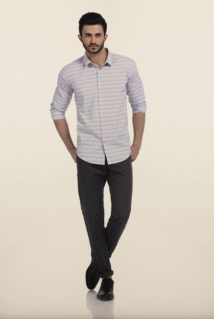 Basics Pink Weft Stripes Slim Fit Shirt Basics Pink Weft Stripes Slim Fit Shirt