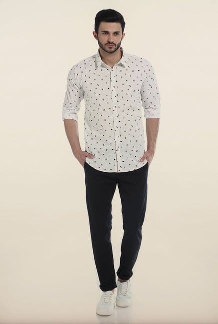 Basics Snow White London Print Slim Fit Shirt Basics Snow White London Print Slim Fit Shirt