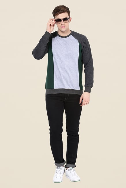 Yepme Henrik Grey & Green Solid Sweatshirt Yepme Henrik Grey & Green Solid Sweatshirt