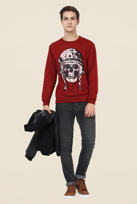 Yepme Fredd Maroon Graphic Print Sweatshirt Yepme Fredd Maroon Graphic Print Sweatshirt