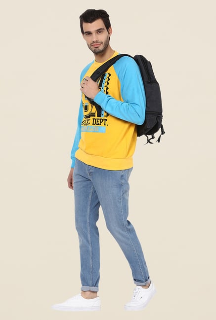Yepme Steve Yellow & Blue Printed Sweatshirt Yepme Steve Yellow & Blue Printed Sweatshirt