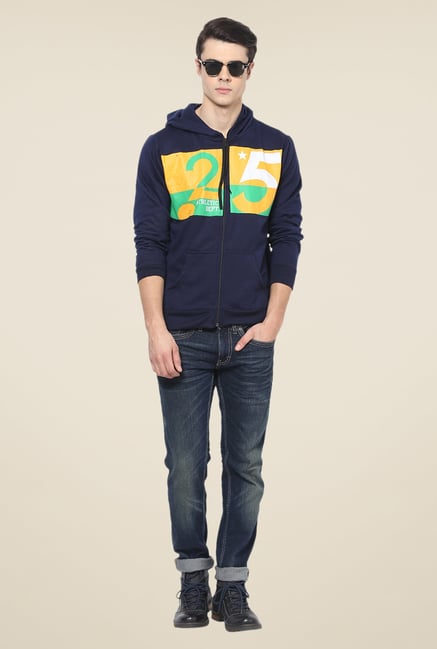 Yepme Navy Printed Hoodie Yepme Navy Printed Hoodie