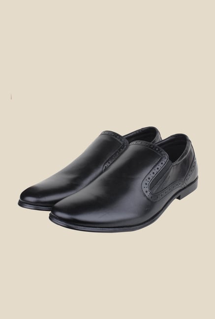 Red Tape Black Leather Slip-Ons Red Tape Black Leather Slip-Ons