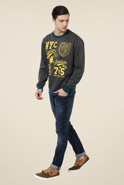 Yepme Dark Grey Printed Sweatshirt Yepme Dark Grey Printed Sweatshirt