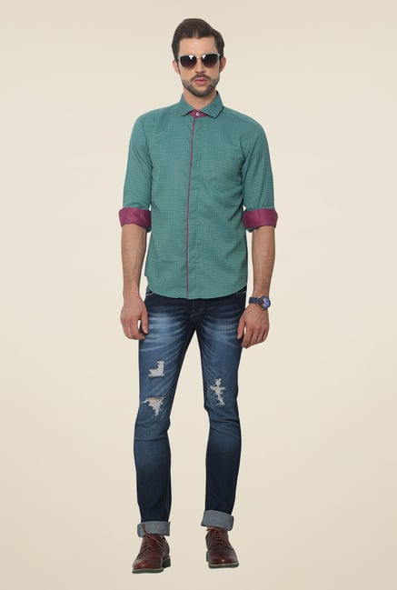 Yepme Sea Green Scanton Premium Printed Shirt Yepme Sea Green Scanton Premium Printed Shirt