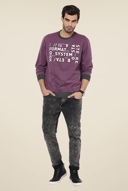 Yepme Andre Purple Printed Sweatshirt Yepme Andre Purple Printed Sweatshirt