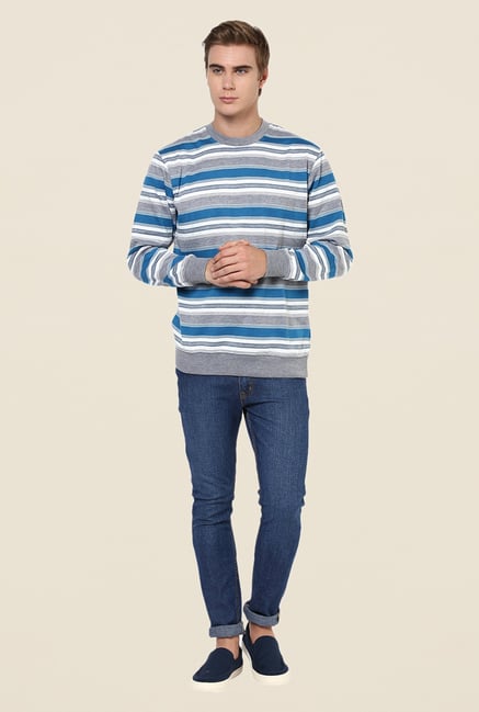 Yepme Gareth Grey & Blue Striped Sweatshirt Yepme Gareth Grey & Blue Striped Sweatshirt