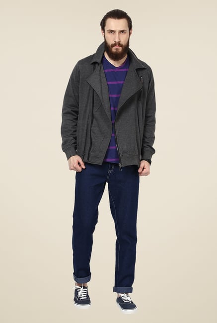 Yepme Nick Dark Grey Biker Sweatshirt Yepme Nick Dark Grey Biker Sweatshirt