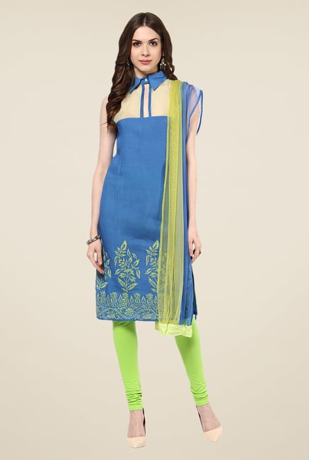 Yepme Shayna Blue & Green Salwar Suit Set Yepme Shayna Blue & Green Salwar Suit Set
