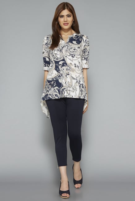 Gia by Westside Navy Solid Trouser Gia by Westside Navy Solid Trouser