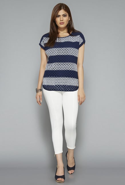 Gia by Westside White Solid Trouser Gia by Westside White Solid Trouser