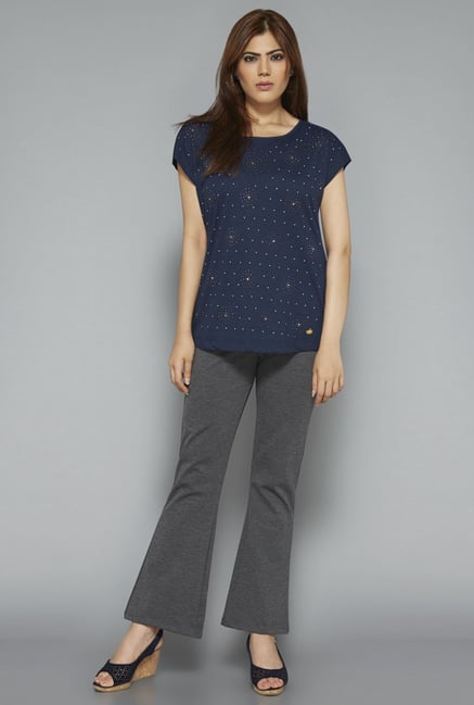 Gia by Westside Grey Solid Trouser Gia by Westside Grey Solid Trouser
