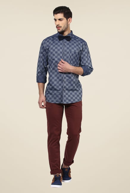 Yepme Dark Blue Davin Checked Party Shirt Yepme Dark Blue Davin Checked Party Shirt