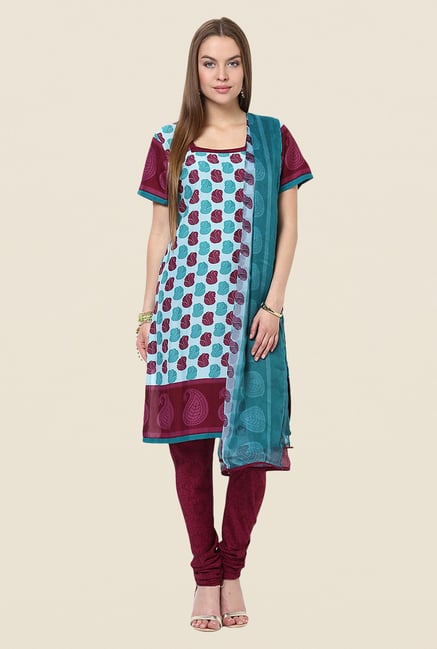 Yepme Blue & Purple Keto Salwar Suit Set Yepme Blue & Purple Keto Salwar Suit Set