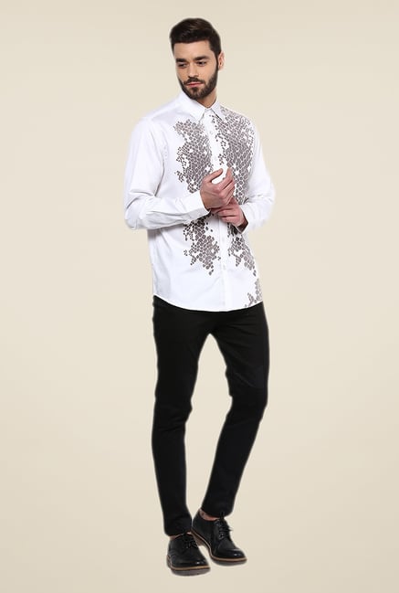 Yepme White Enrik Printed Party Shirt Yepme White Enrik Printed Party Shirt