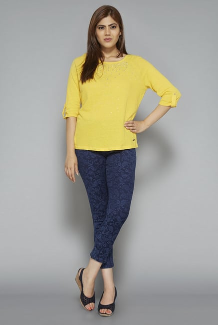 Gia by Westside Navy Floral Print Jeans Gia by Westside Navy Floral Print Jeans